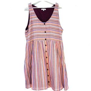 Madewell Scoop Neck Tank Dress with Rainbow Stripe and Pockets